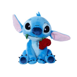 Stitch pluche 25 cm stitch met roos