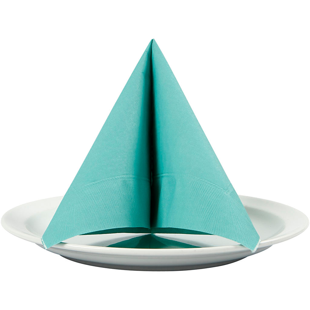 Creativ company servetten, witte achterkant, afm 33x33 cm, licht turquoise, 20 stuk 1 doos
