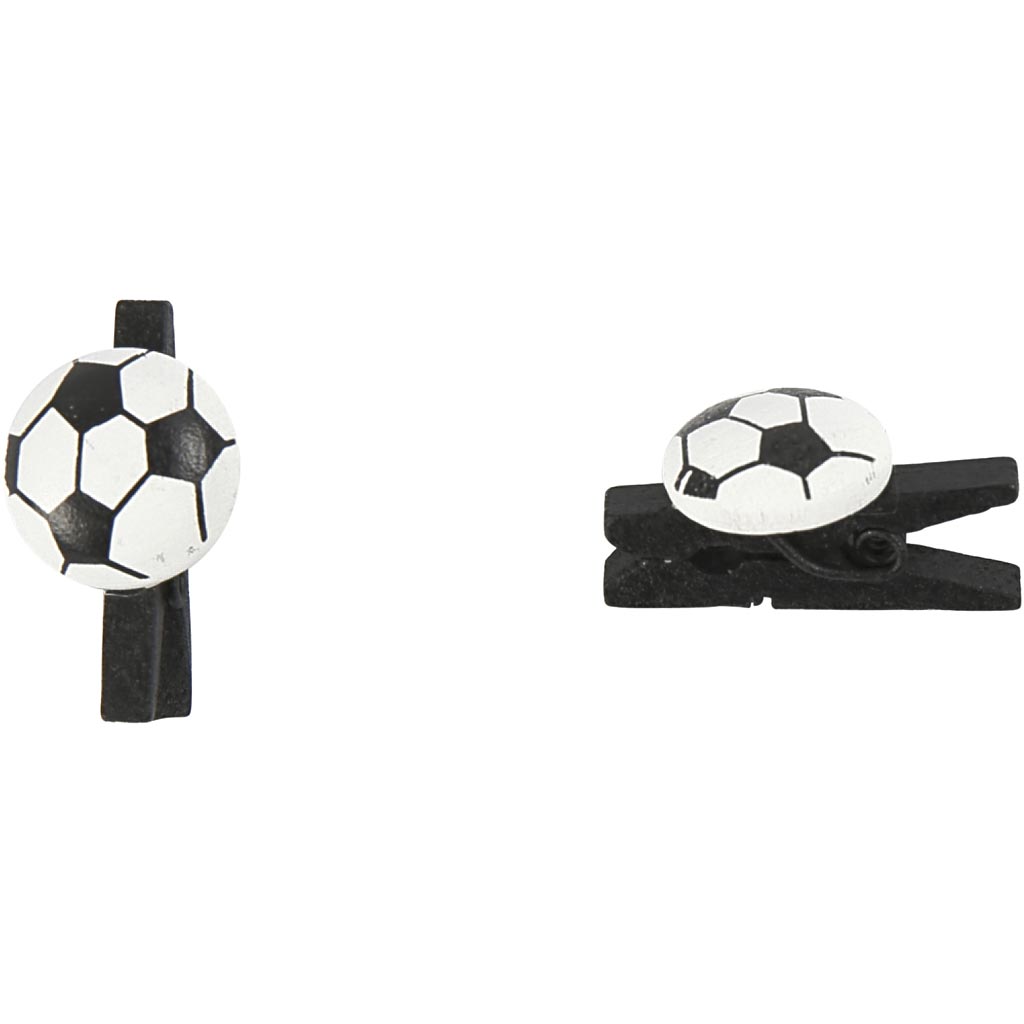 Creativ company knijper met voetbal, afm 14x25 mm, dikte 12 mm, zwart, 10 stuk 1 doos