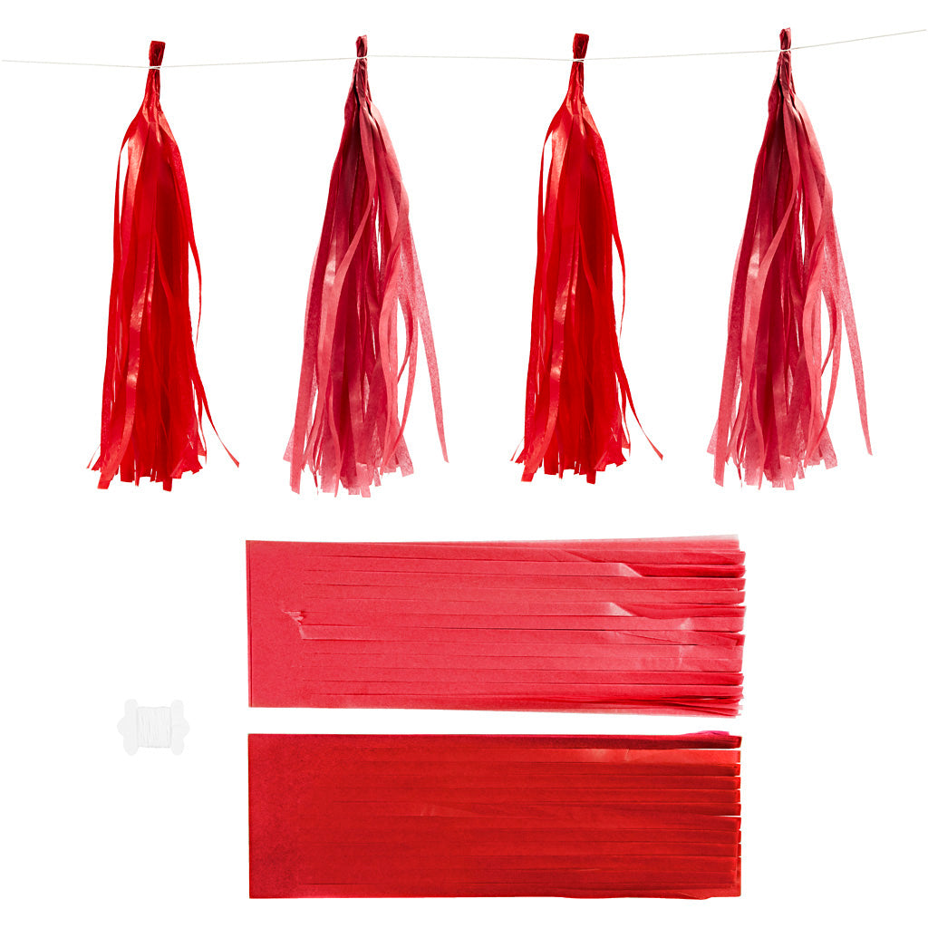 Creativ company tassels, afm 12x35 cm, 14 gr, wijnrood rood, 12 stuk 1 doos