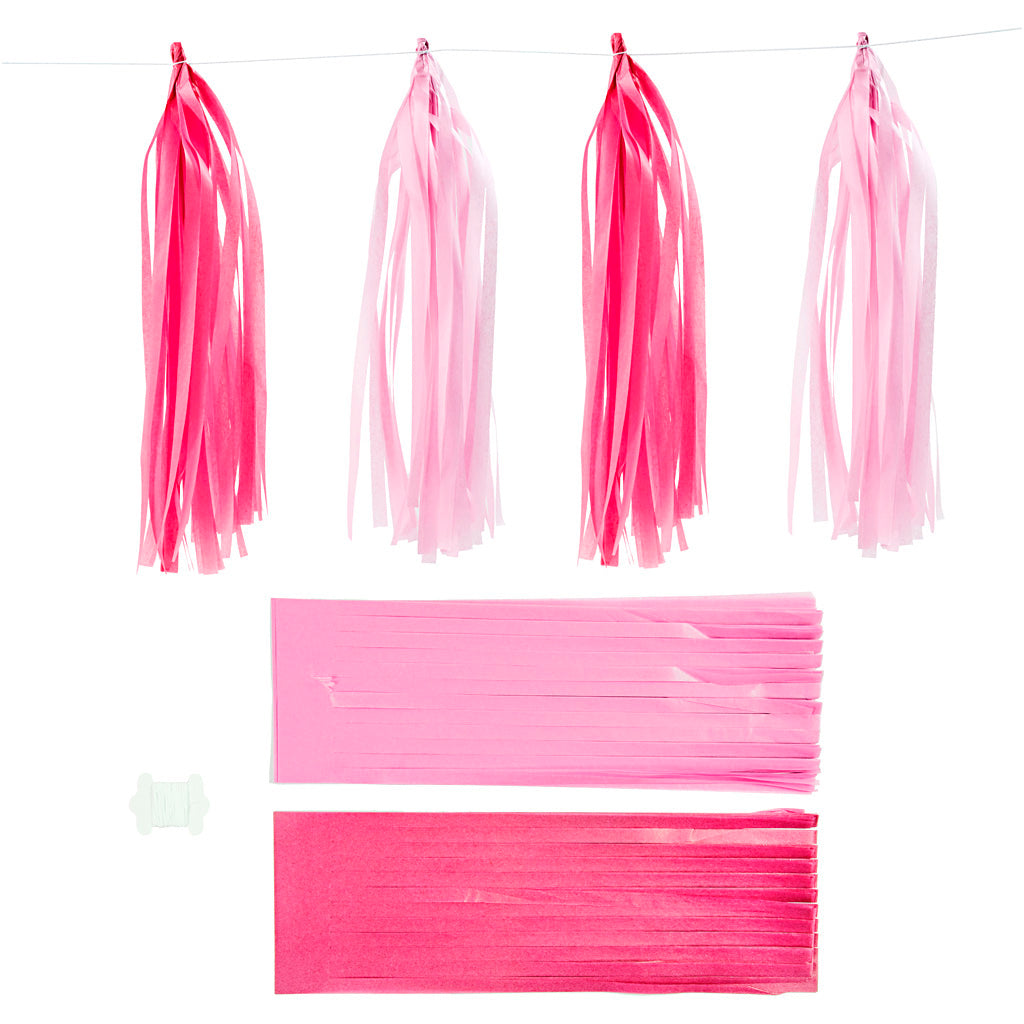 Creativ bedrijfskwastjes, afm 12x35 cm, roze, lichtrood, 12 stuk 1 doos
