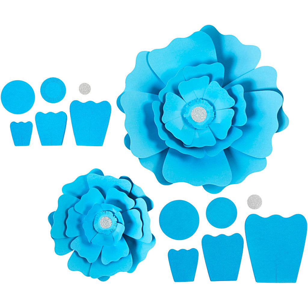 Creativ company papieren bloemen, d 15+25 cm, 230 gr, lichtblauw, 2 stuk 1 doos