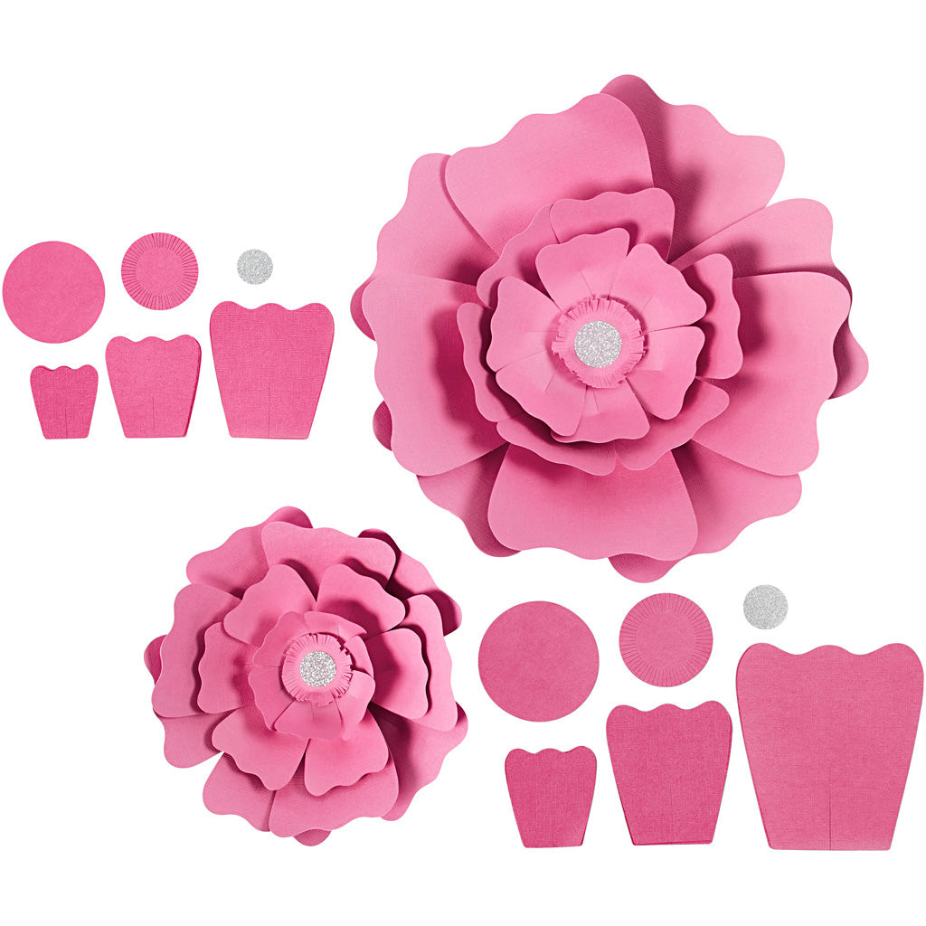 Creativ company papieren bloemen, d 15+25 cm, 230 gr, lichtrood, 2 stuk 1 doos