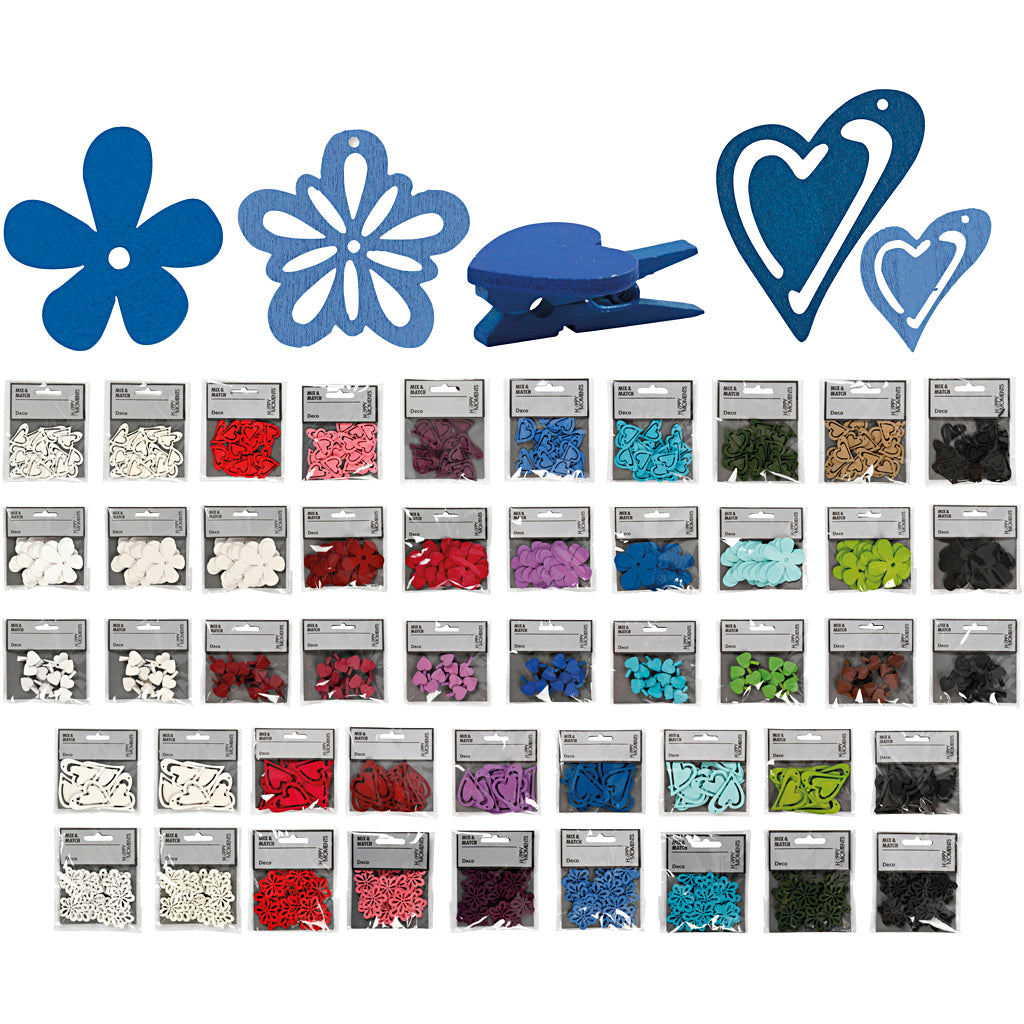 Creativ company houten decoraties, inhoud kan variëren , diverse kleuren, 50 doos 1 doos