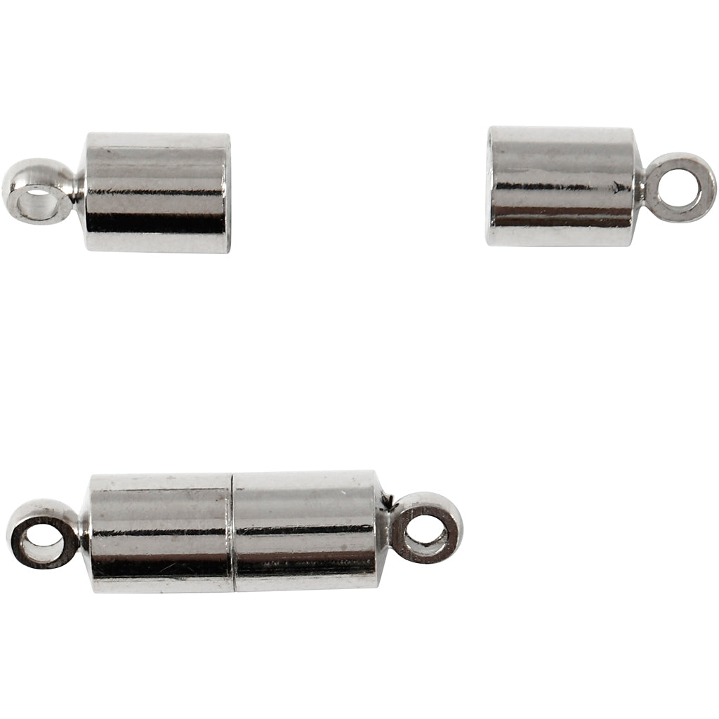 Creativ company magneetsluiting met ogen, l: 15 mm, d 5 mm, verzilverd, 10 stuk 1 doos