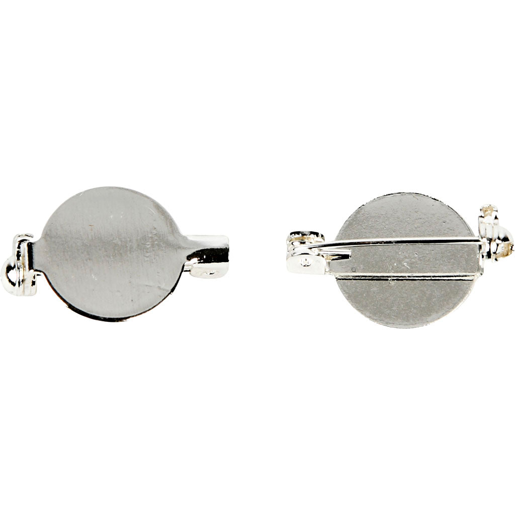Creativ company brochespeld, d 20 mm, verzilverd, 5 stuk 1 doos