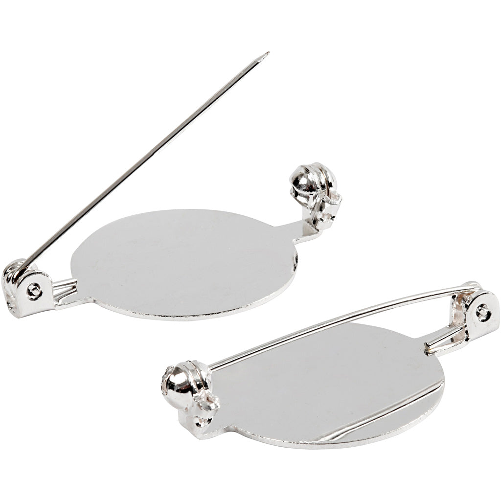 Creativ company brochespeld, d 20 mm, verzilverd, 100 stuk 1 doos