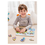 Classic world houten noppenpuzzel verkeer, 8st.