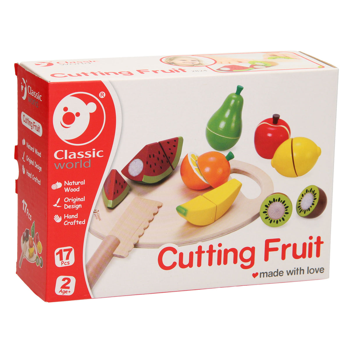 Classic World World Houten Snijfruit met Snijplank, 17dlg.