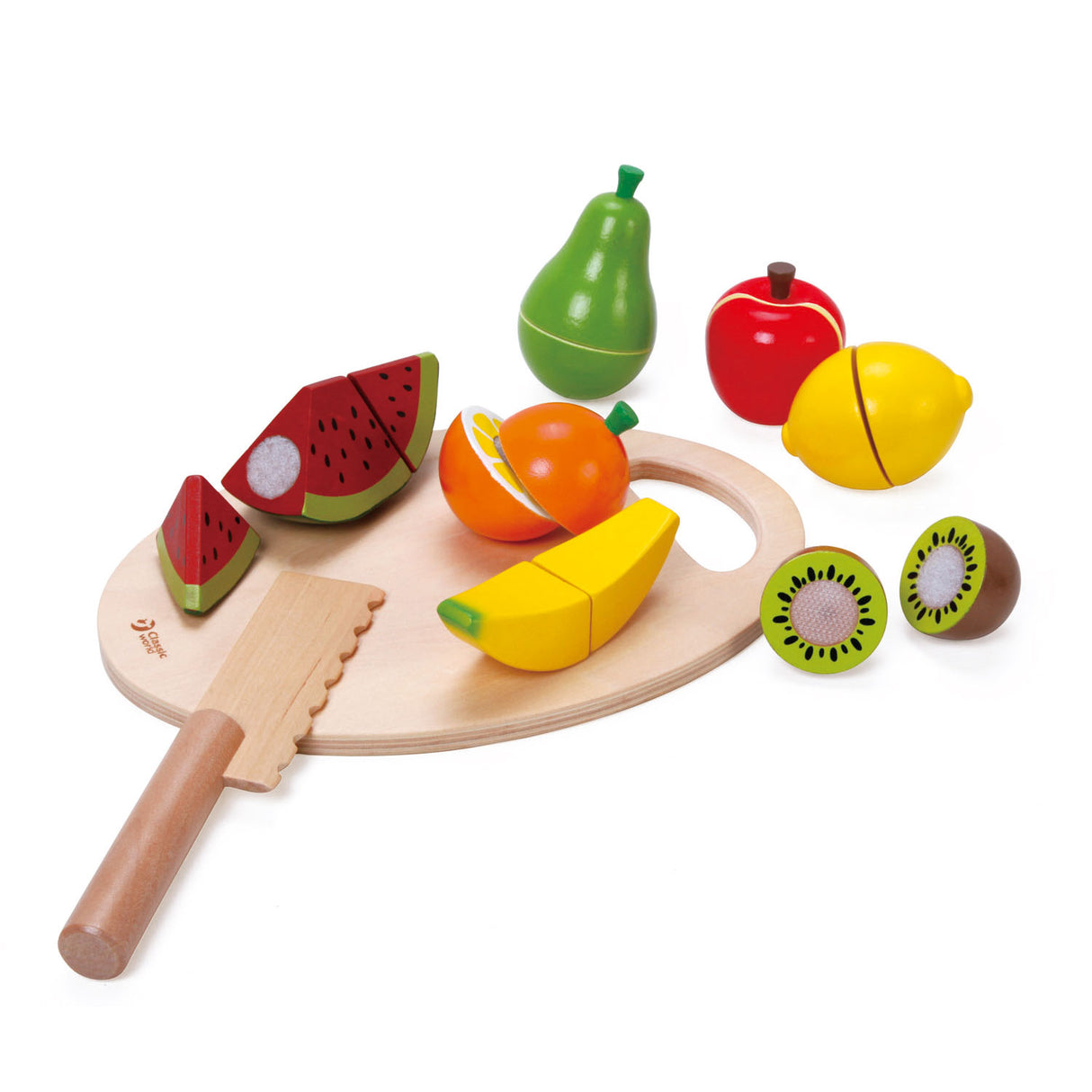 Classic World World Houten Snijfruit met Snijplank, 17dlg.