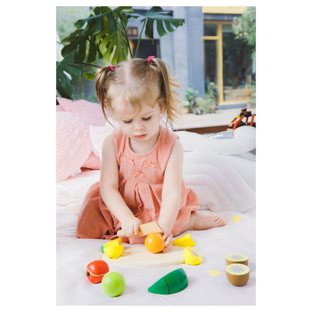 Classic World World Houten Snijfruit met Snijplank, 17dlg.