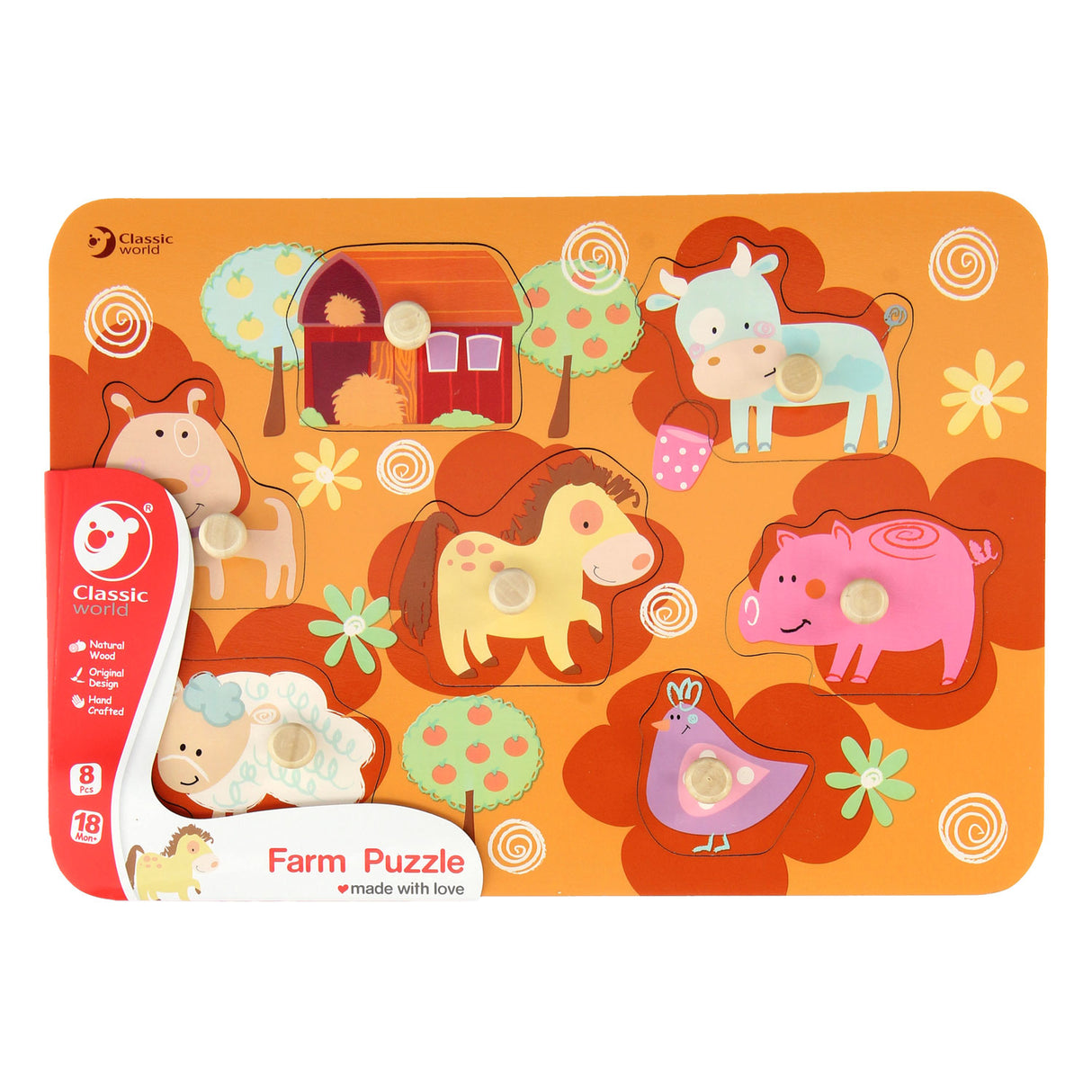 Classic world houten noppenpuzzel boerderij