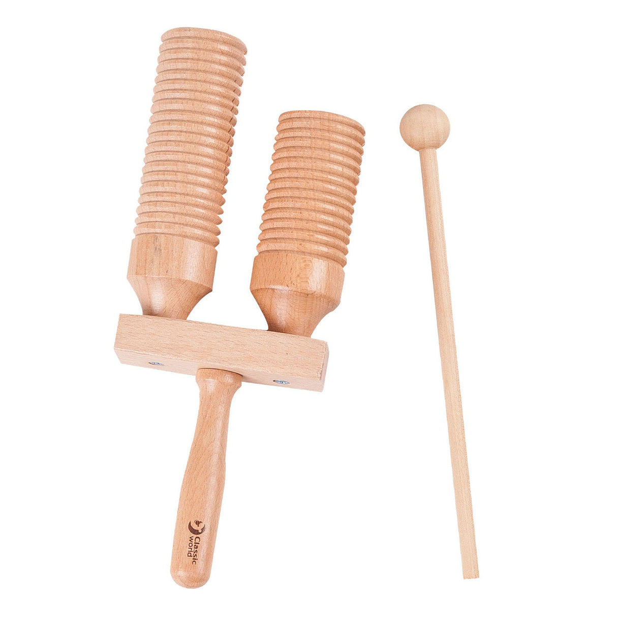 Classic world guiro dubbel met stok