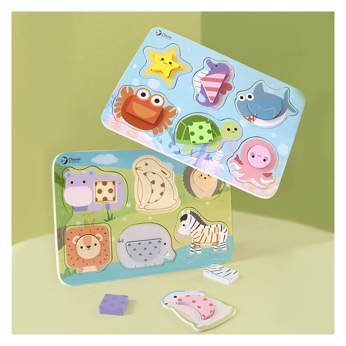 Classic World World Houten Puzzel Wilde Dieren, 13st.