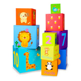 Classic world stapelblokken cijfers en dieren, 10dlg.