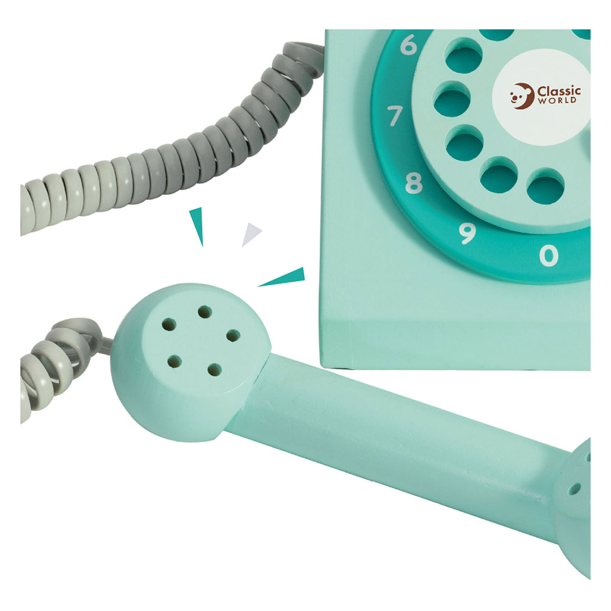 Classic World World Houten Retro Telefoon Turquoise