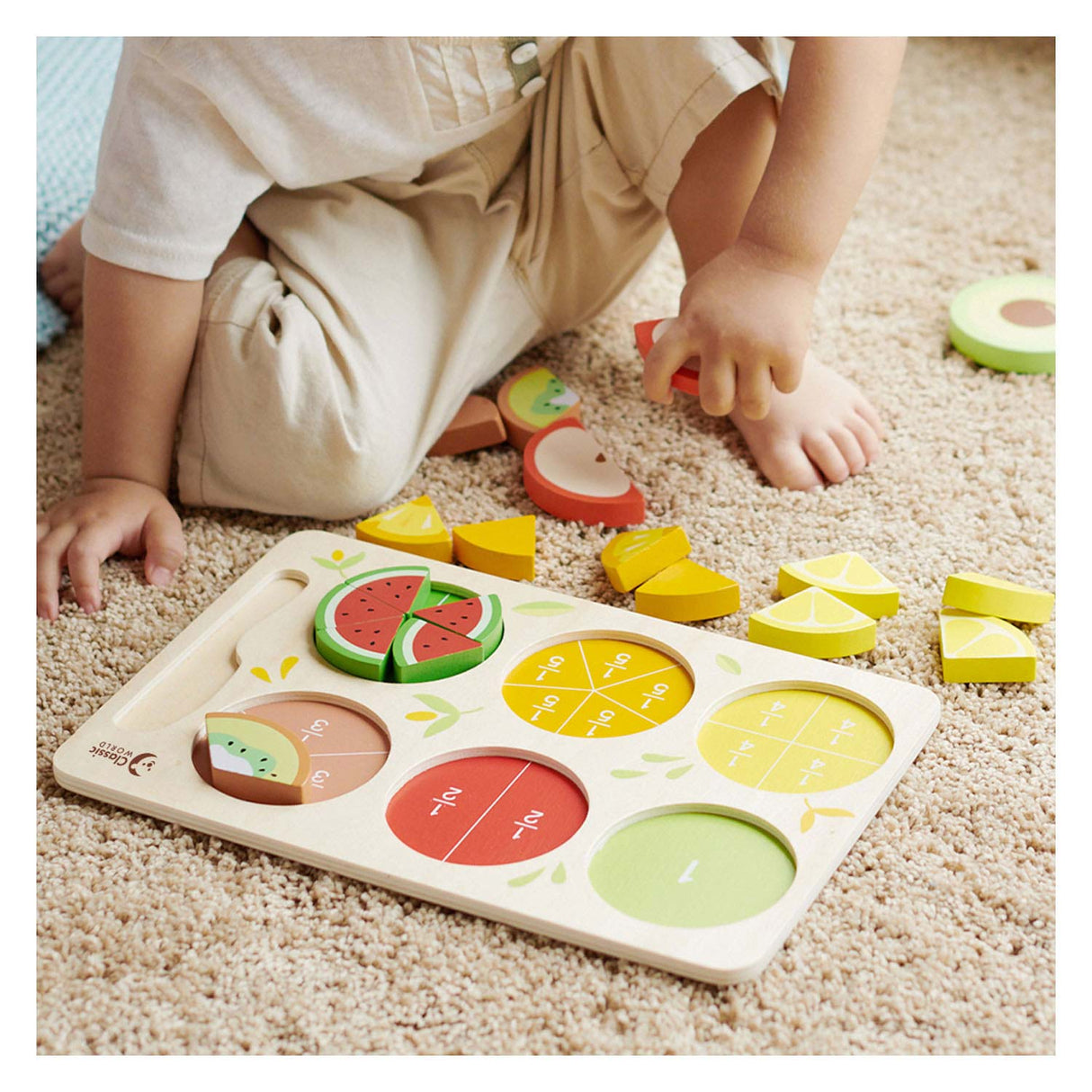 Classic World World Houten Fruit Puzzel Breuken, 22dlg.