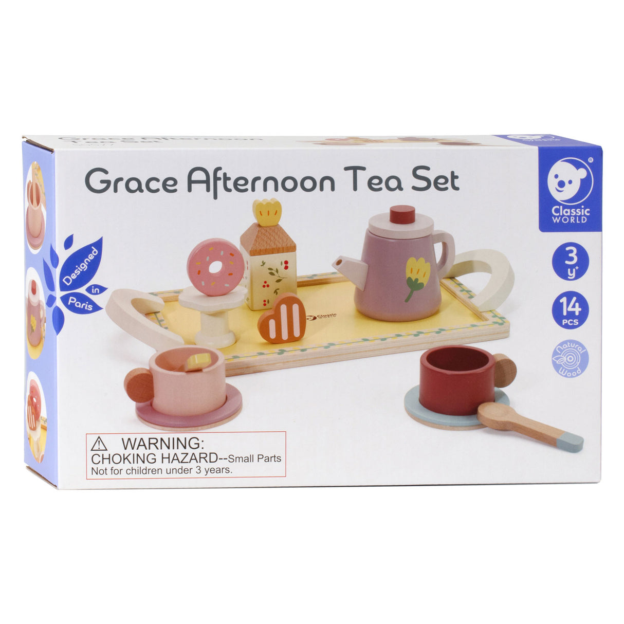 Classic World World Houten Theeset Grace met Dienblad, 14dlg.