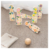 Classic world houten bowlingset bloemen, 14dlg,