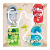 Classic world houten bord sorteerspel 2in1 stad en afval scheiden
