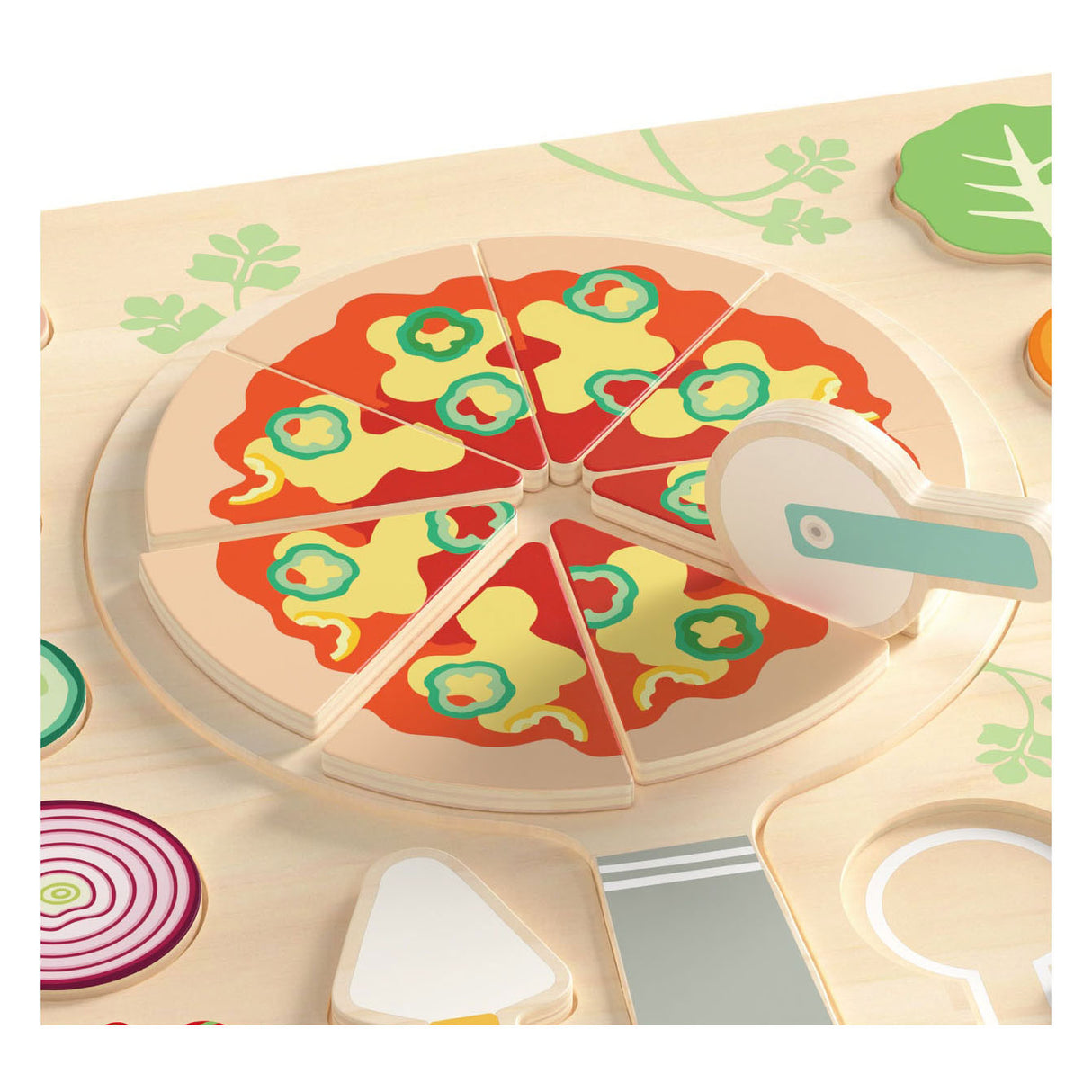 Classic world houten vormenpuzzel pizza, 22st.