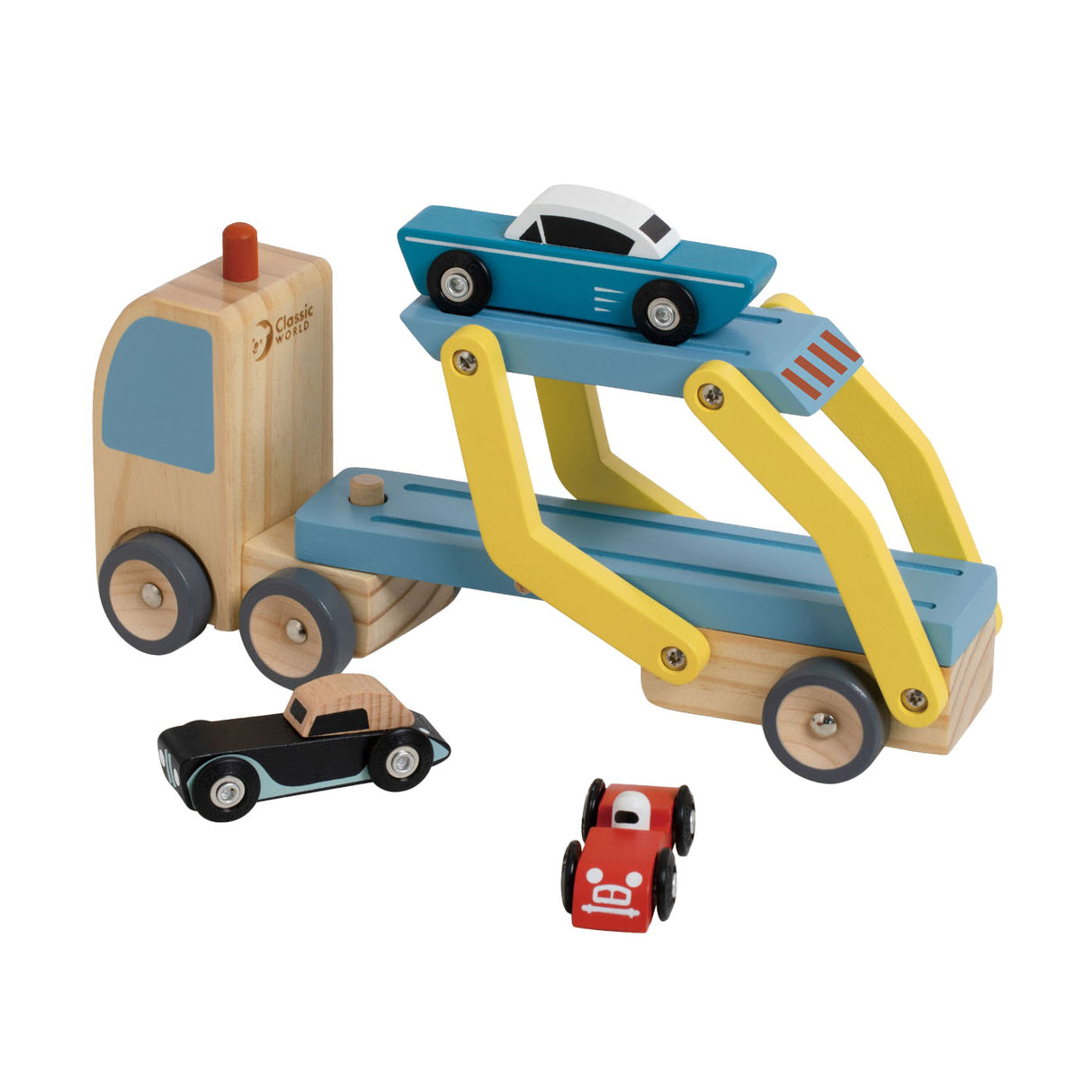 Classic world houten transporter met 3 auto's