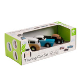 Classic world houten tour auto's set, 3st.