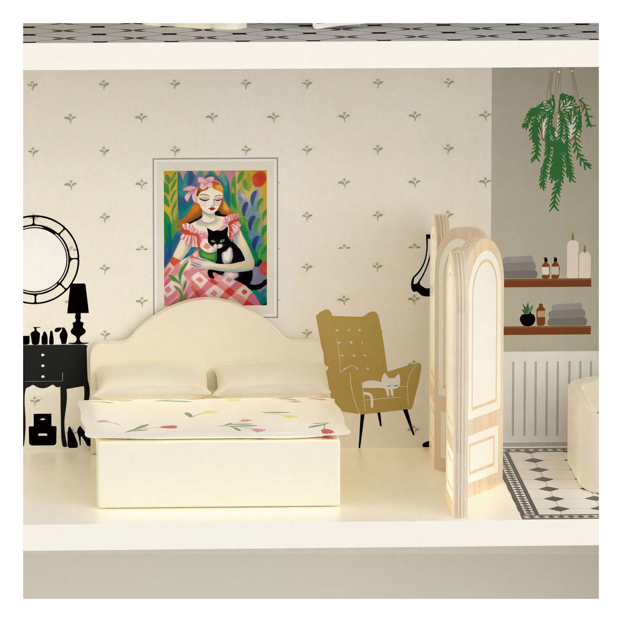 Classic world houten vintage poppenhuis, 36dlg.