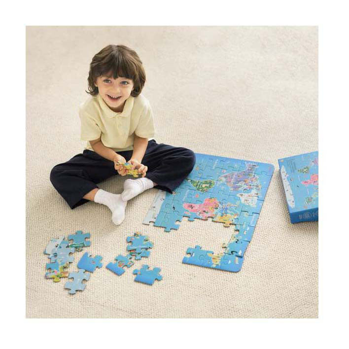 Classic world houten legpuzzel wereldkaart, 48st.