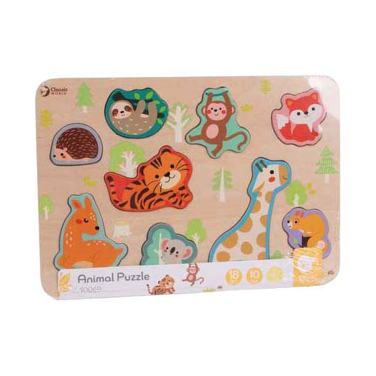 Classic world houten inlegpuzzel dieren puzzel, 10st.
