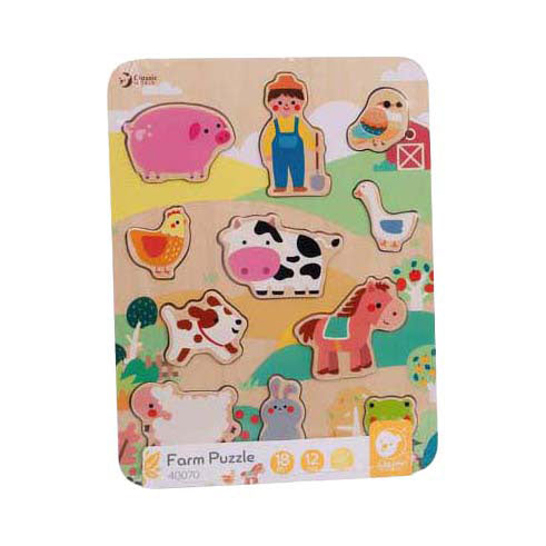 Classic world houten inlegpuzzel boerderij, 12st.