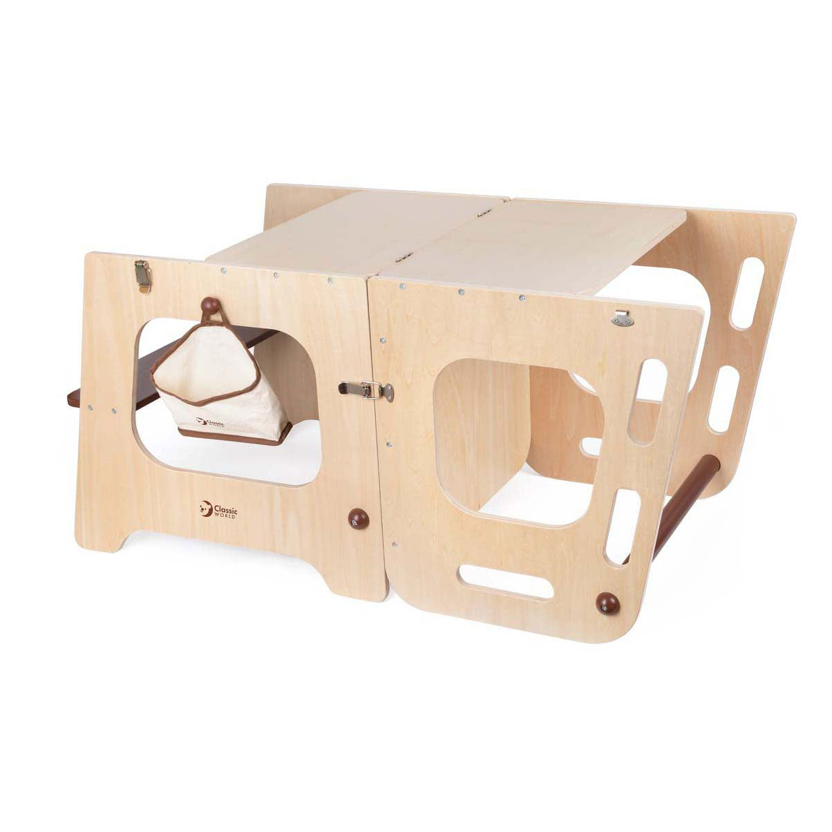 Klassieke wereld houten 2in1 leertoren en tafel verstelbaar, 90cm