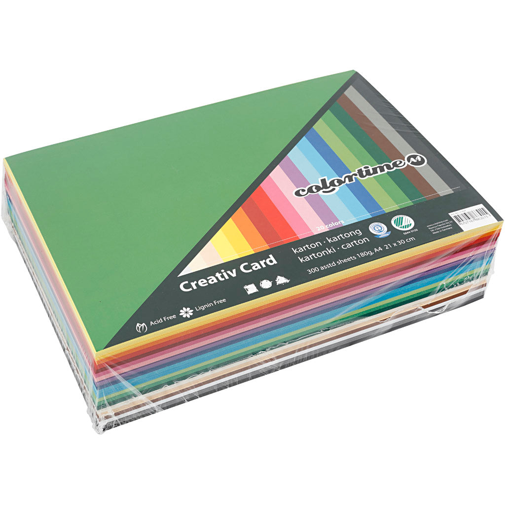 Creativ company gekleurd karton kleur a4, 180gr, 300 vellen