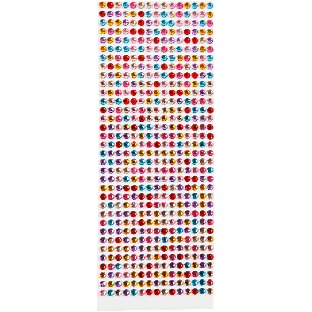 Creativ company stick-on strasstenen, d 4-6 mm, vel 16x9,5 cm, diverse kleuren, 10 vel 1 doos