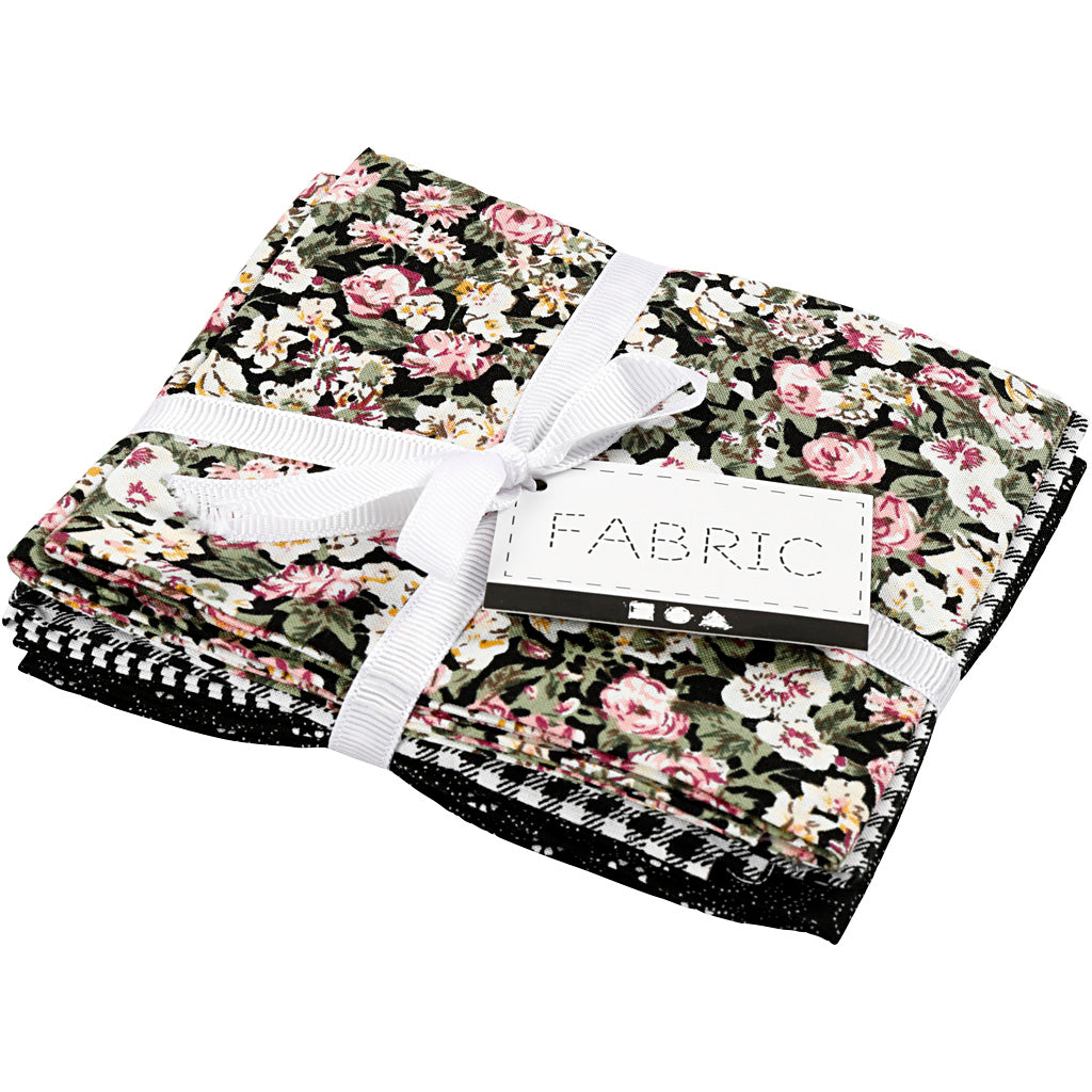 Patchwork Stof Zwart 45x55cm, 4st.
