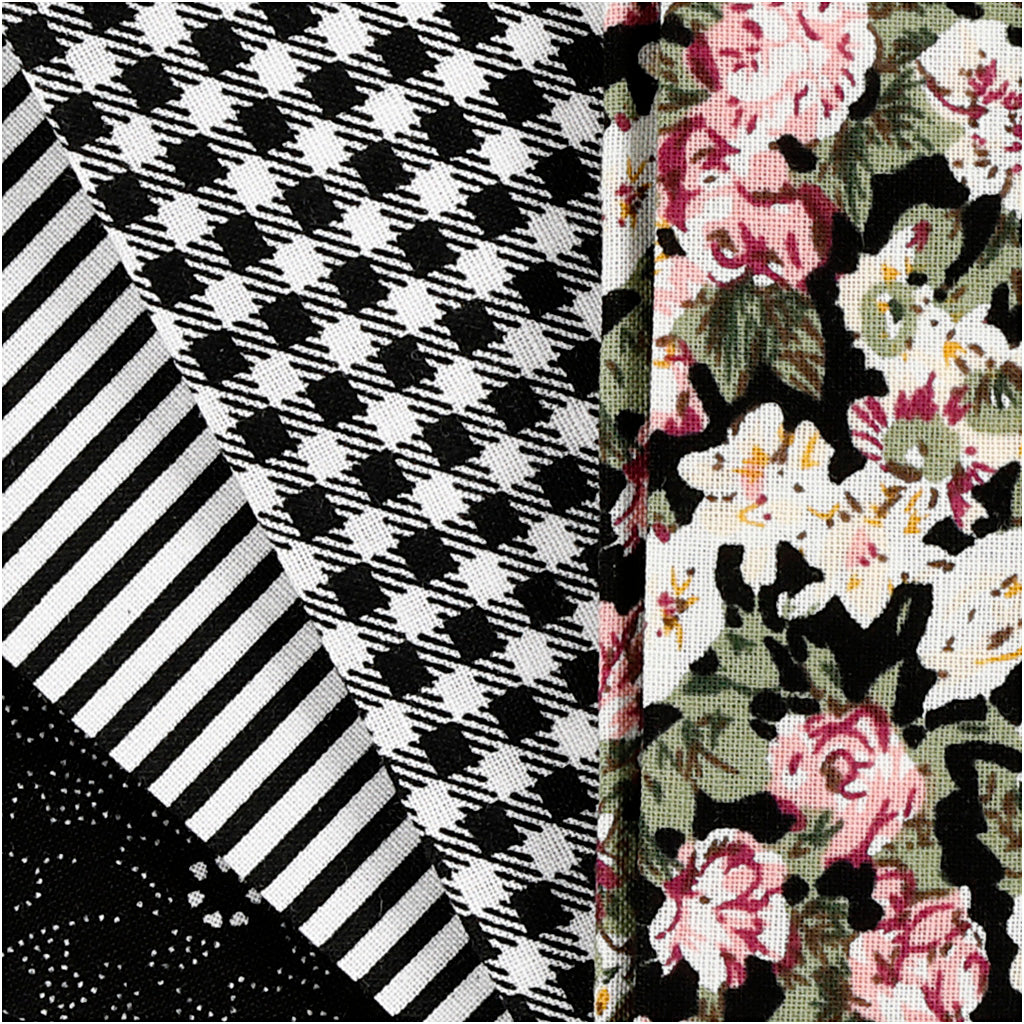 Patchwork Stof Zwart 45x55cm, 4st.