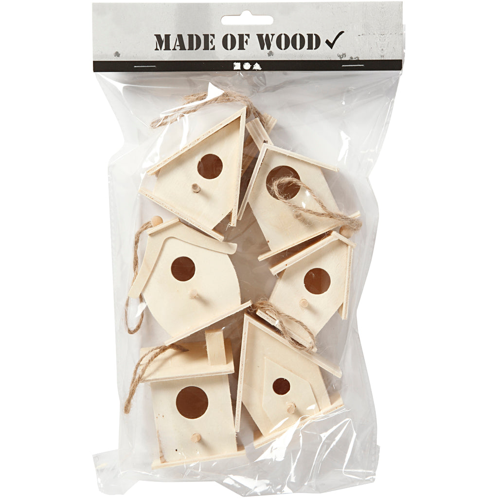 Creativ company vogelhuis hout 7cm, 6st.