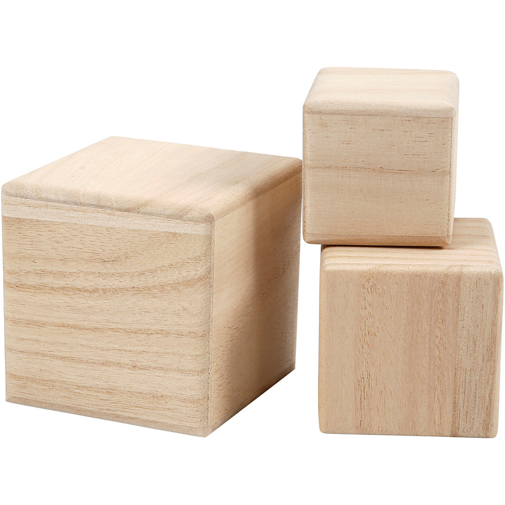 Creativ company houten kubussen, set van 3