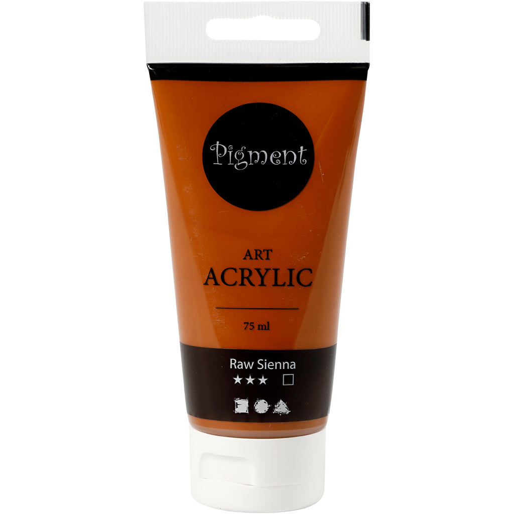 Creativ company pigment art acrylverf raw sienna bruin, 75ml