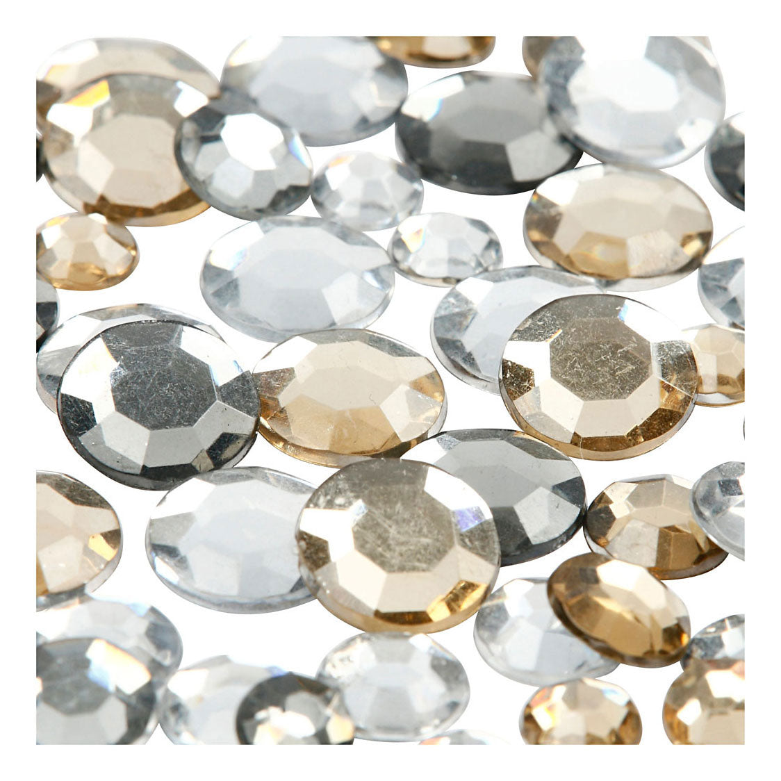 Creativ company strasstenen, rond, afm 6+9+12 mm, gouden glans, 360 stuk 1 doos