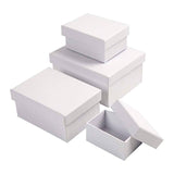 Creativ company rechthoekige dozen, h: 3,5+4,5+5,5+6,5 cm, afm 7,5x5 + 9,5x7 + 11,5x8,5 + 14x11 cm, wit, 4 stuk 1 set