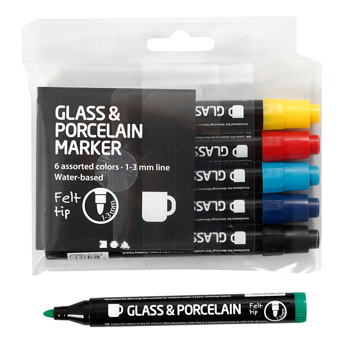 Creativ company glas- en porseleinstiften, 6st.