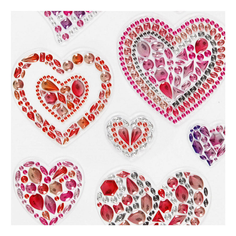 Creativ company diamond stickers, harten, vel 10x16 cm, 1 vel