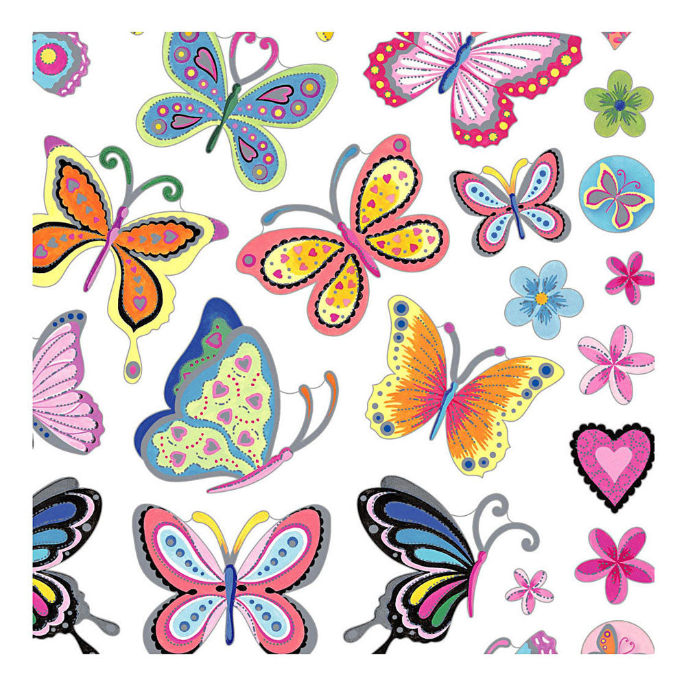 Creativ company stickers, bloemen en vlinders, vel 15x16,5 cm, ca. 21 stuk, 1 vel