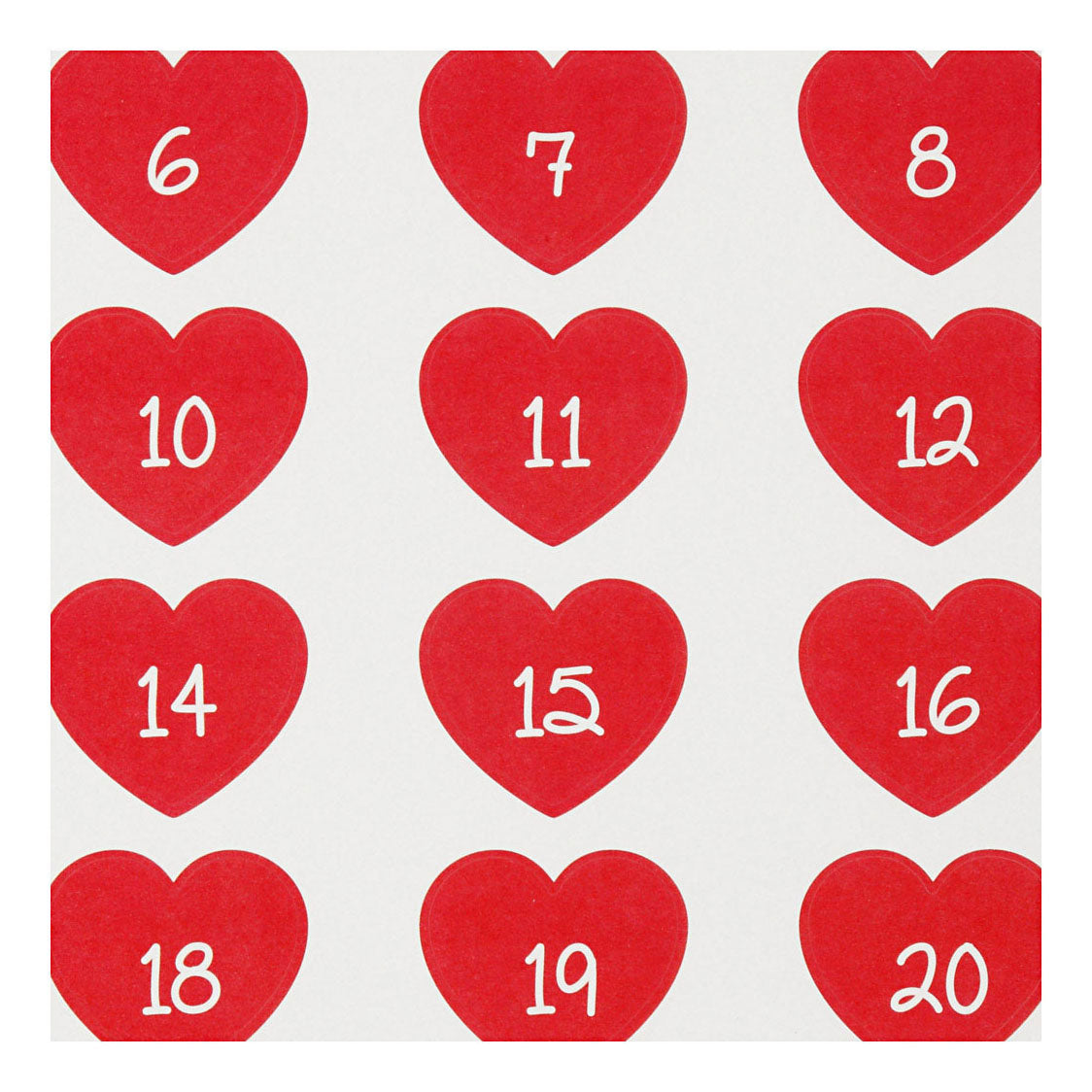 Creativ company stickers hart met cijfer, 1 vel