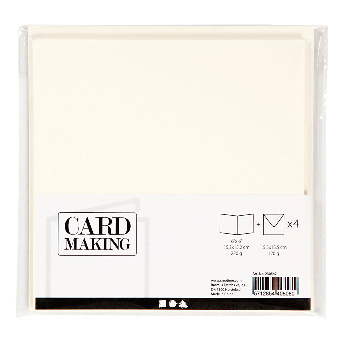 Creativ company kaarten en enveloppen off-white, 4st.