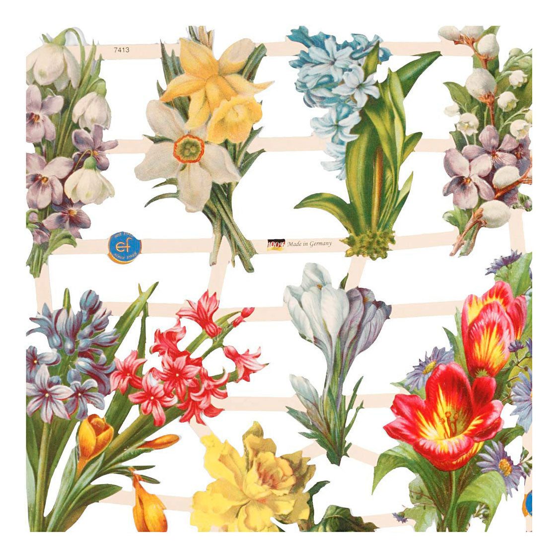 Creativ company vintage plaatjes, lentebloemen, vel 16,5x23,5 cm, 2 vel 1 doos