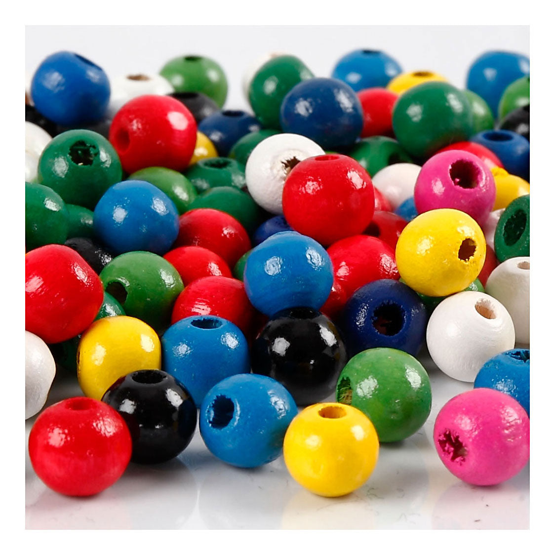 Creativ company houten kralen, d 8 mm, gatgrootte 2 mm, ca. 80 stuk, diverse kleuren, 15 gr 1 doos