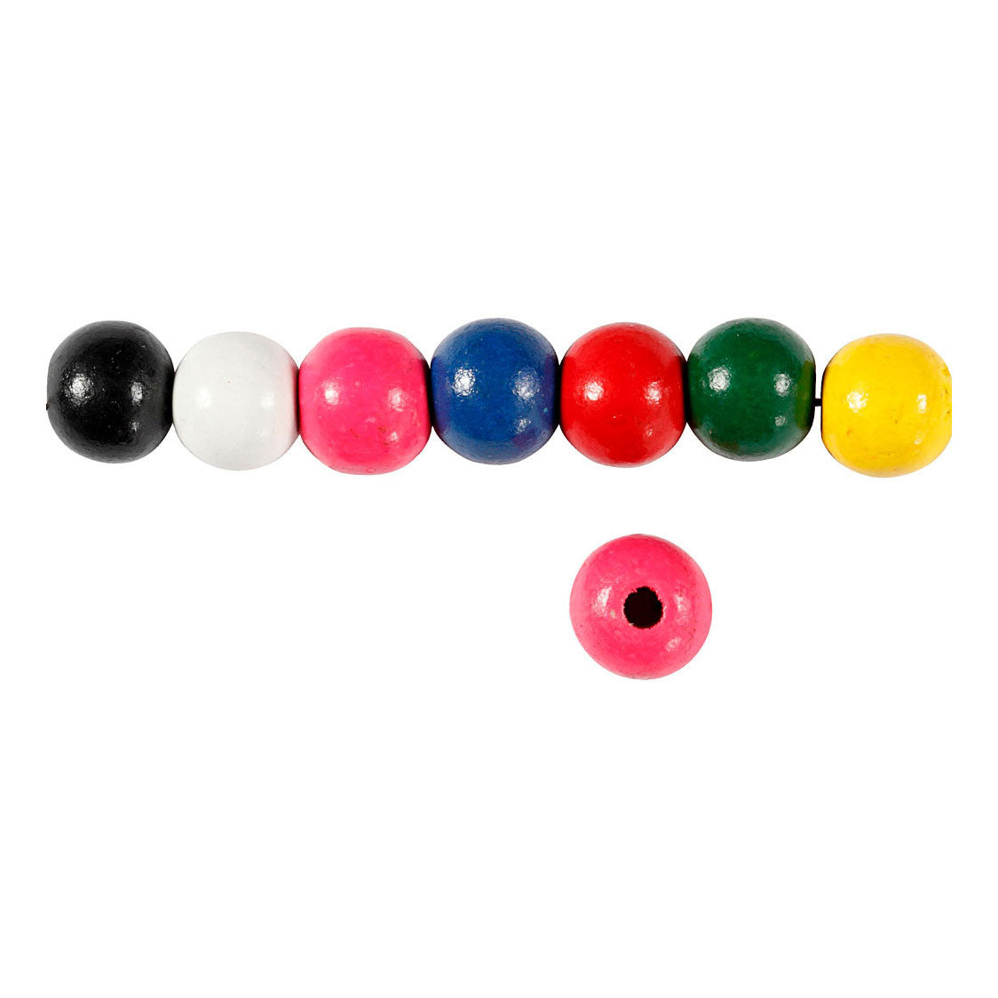 Creativ company houten kralen diverse kleuren, 150st.