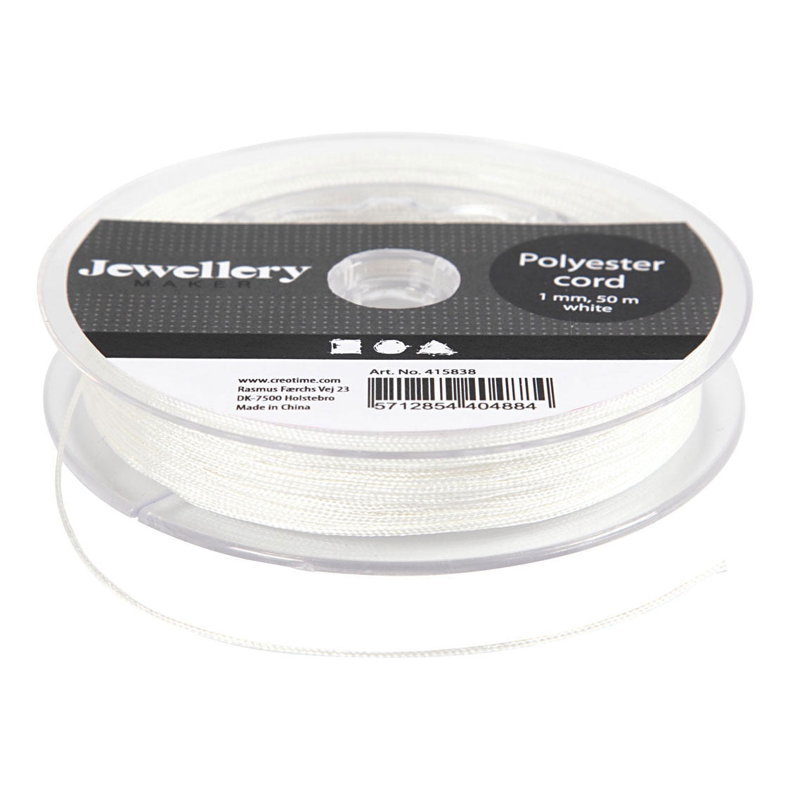 Creativ company polyester koord, dikte 1 mm, wit, 50 m 1 rol